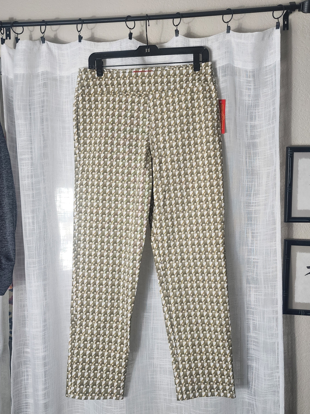 Straight Leg Patterned Women's Pants in Cream